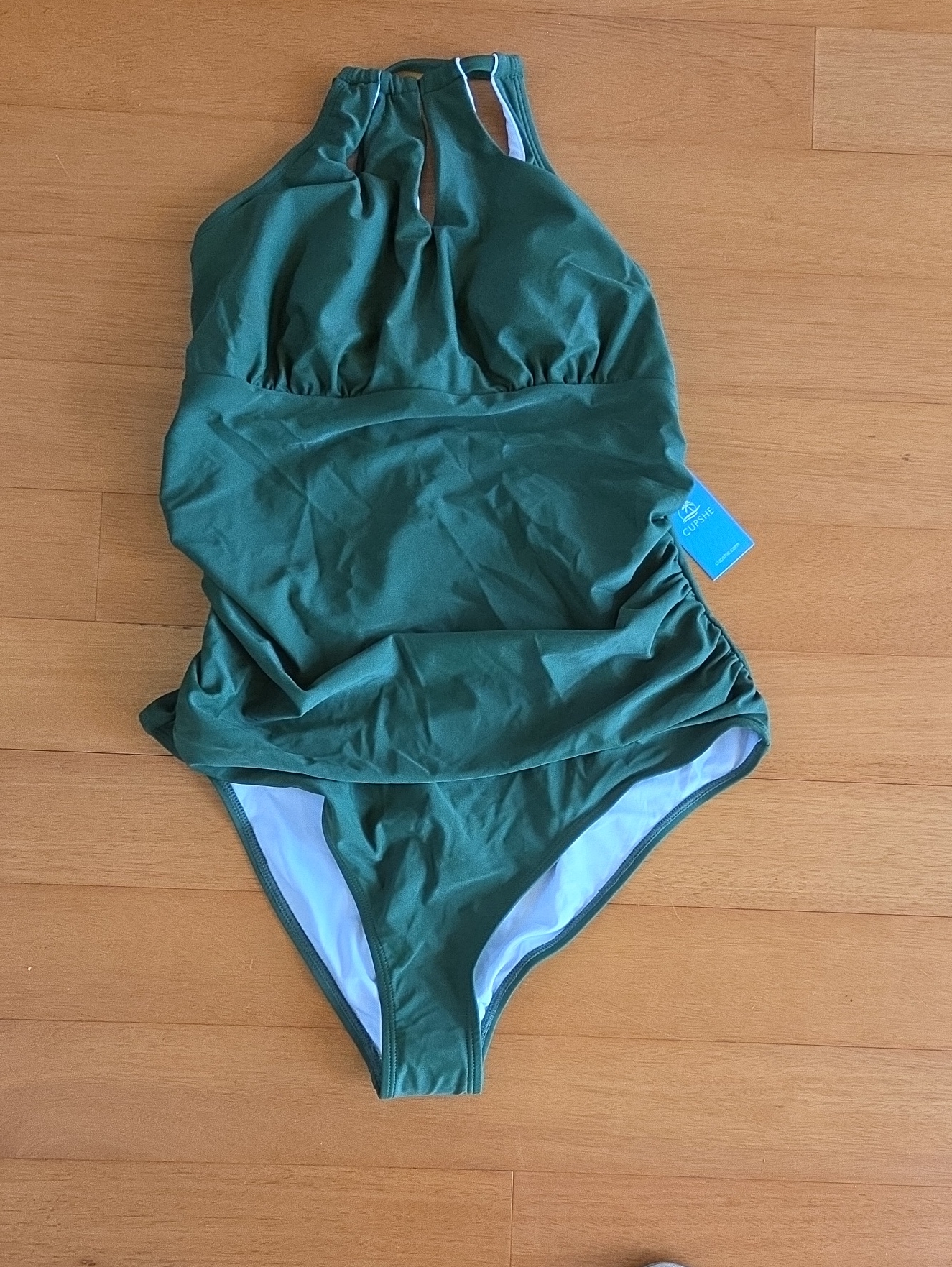 Cupshe Dark Green Halter Neck One-Piece Swimsuit